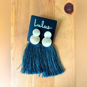 Lulu’s Teal Tassel Earrings
